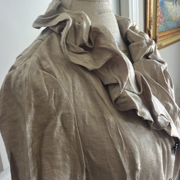 Adriana Papel shiny gold evening jacket black crystal button black satin belt 12 - Picture 4 of 7